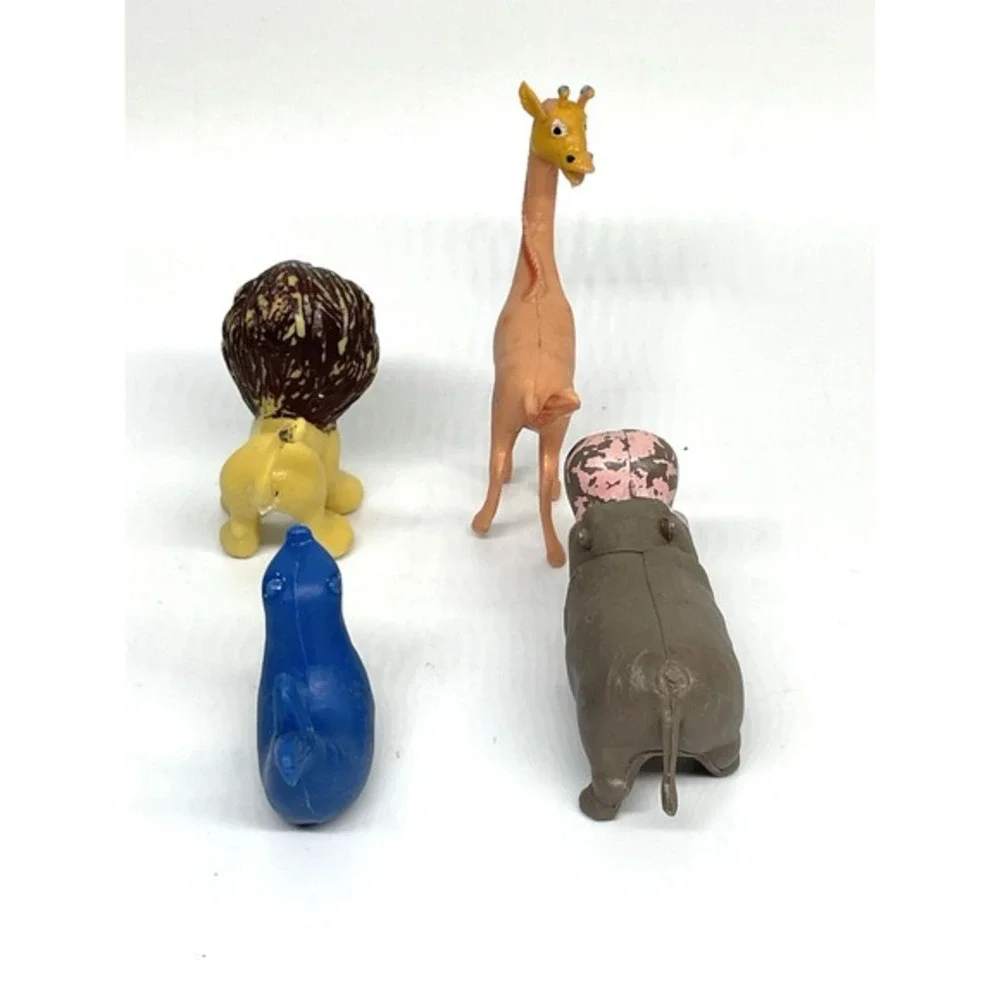 Vintage Plastic Miniature Zoo Wild Animals Figures Hong Kong‎ LOT of 4 Boy Lion